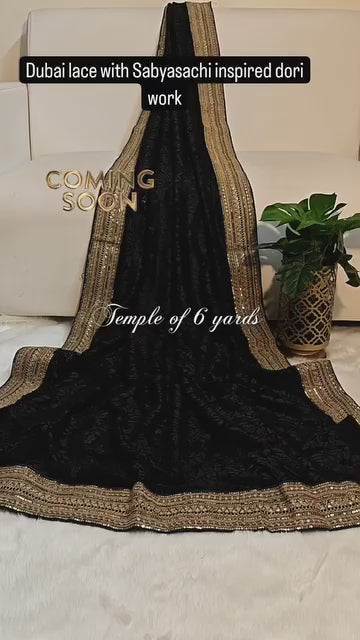 Black Dubai lace saree