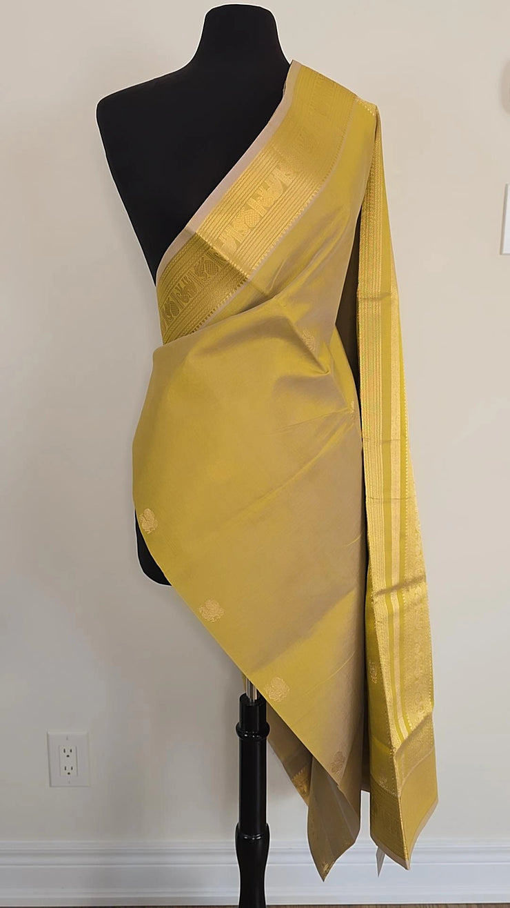 Lime Green Pure Handloom Silk Cotton