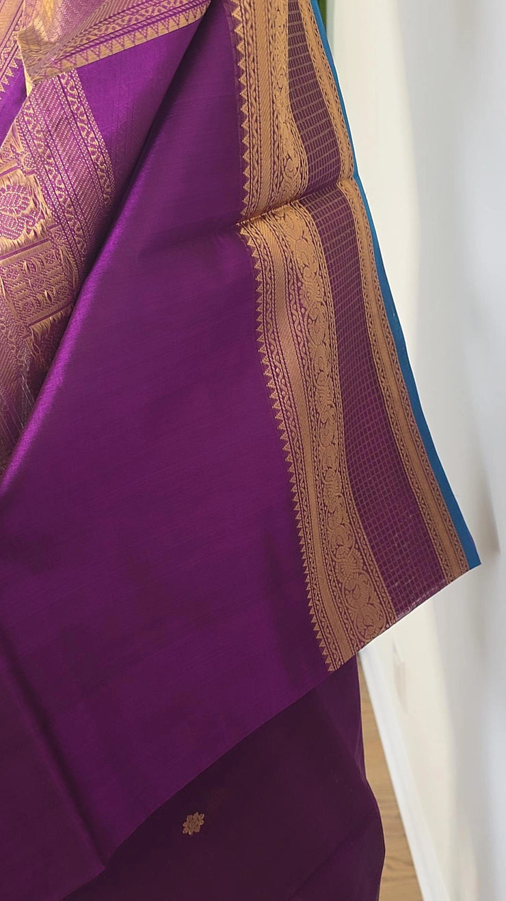 Purple Pure Handloom Silk Cotton Saree