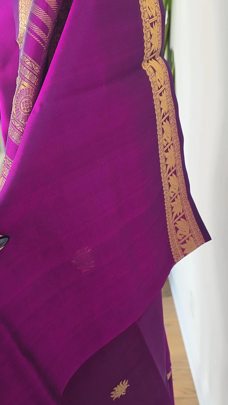 Rich Magenta Pure Handloom Silk Cotton