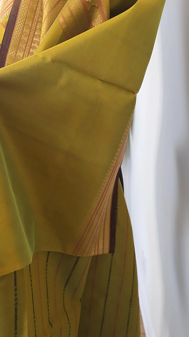 Mustard Yellow Pure Handloom Silk Cotton