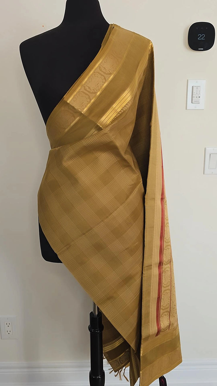 Muted Gold Pure Handloom Silk Cotton