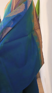 Teal Pure Handloom Silk Cotton