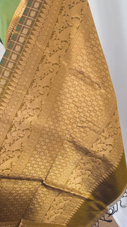 Deep Olive Green Pure Handloom Silk Cotton