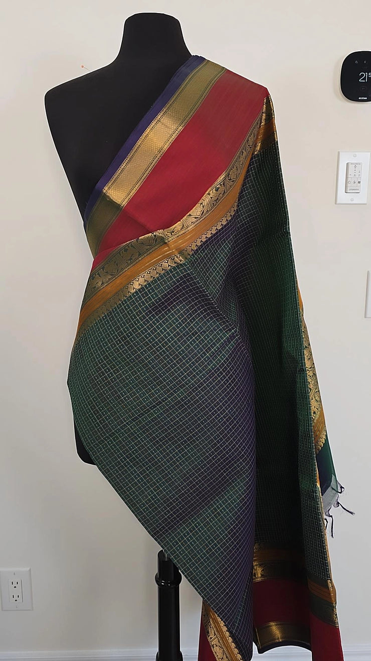 Teal Latchadeepam Pure Handloom Silk Cotton