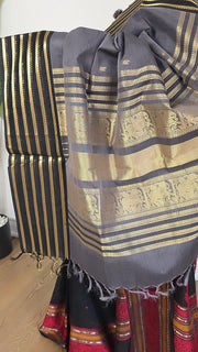 Grey Silk Cotton Salangai Border