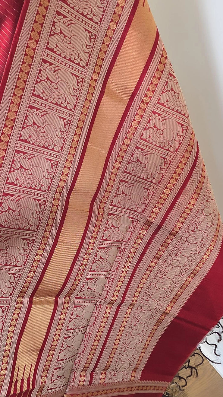 Deep Maroon Pure Handloom Silk Cotton