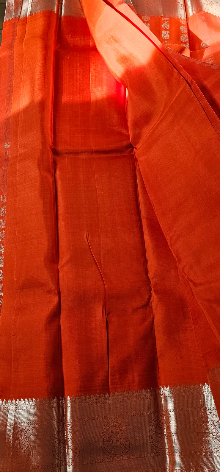 Orange & Silver Kanchipuram