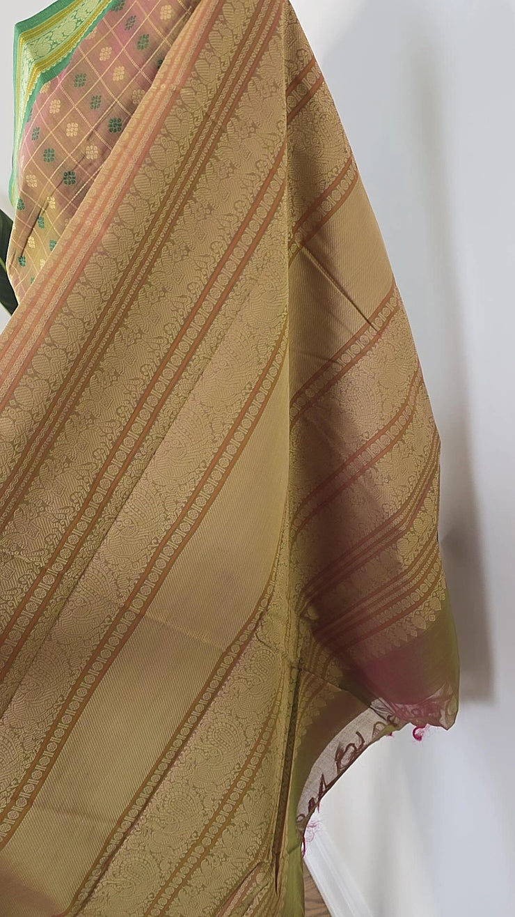 Beige /Green Premium Handloom Cotton