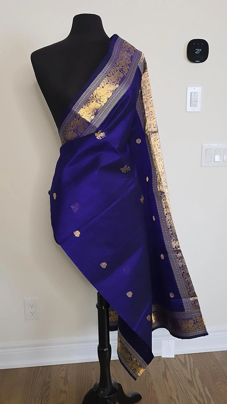 MS Blue Pure Handloom Silk Cotton