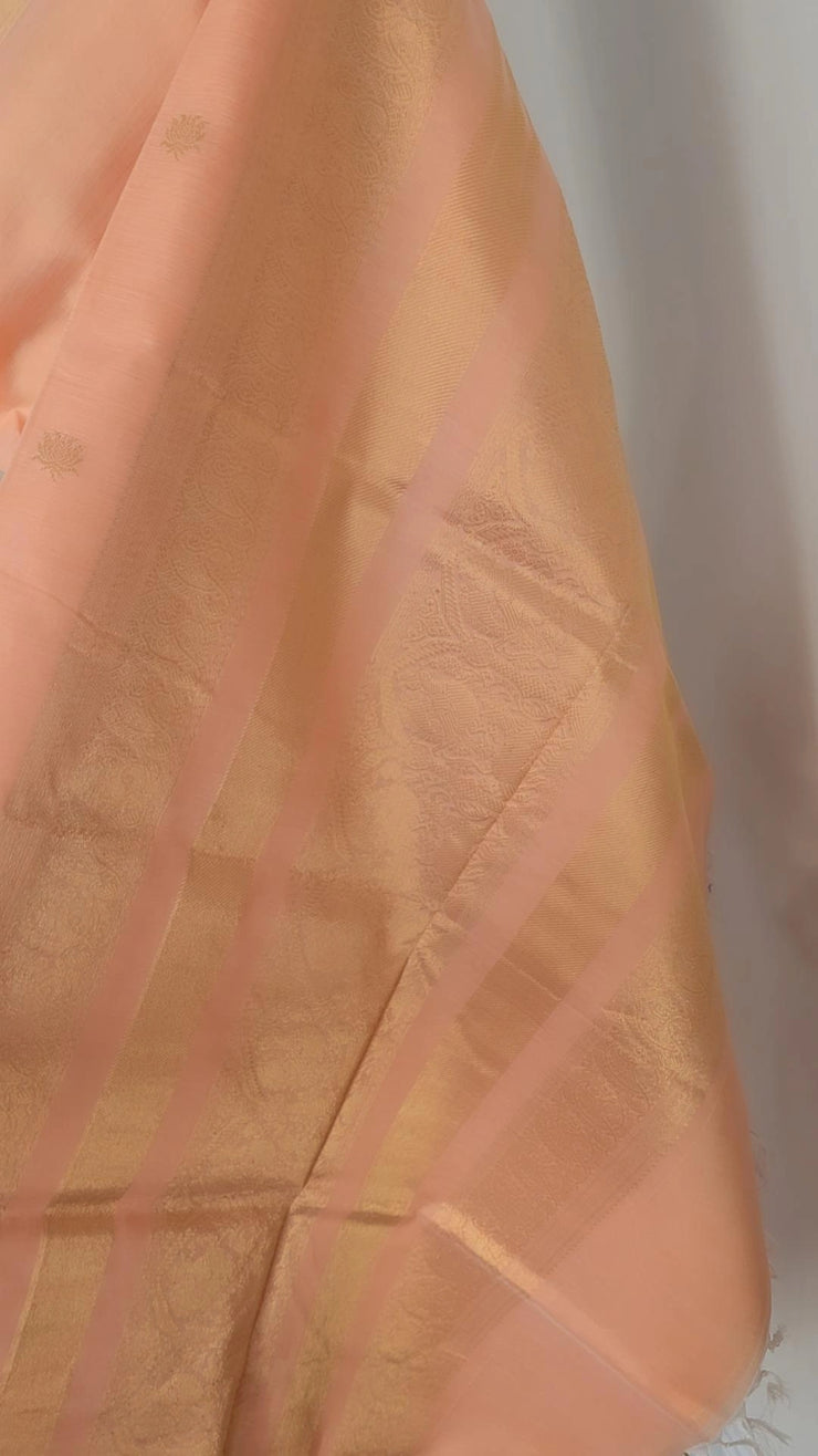 Light Peach Pure Handloom Silk Cotton