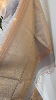 Light grey check silk cotton