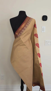 Beige Pure Handloom Silk Cotton