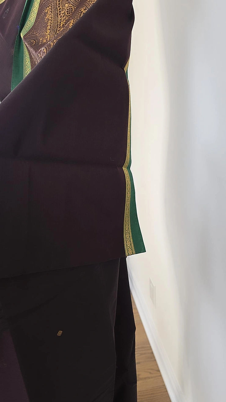 Brown With Green Premium Cotton