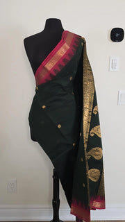 Dark Green Premium Cotton Saree