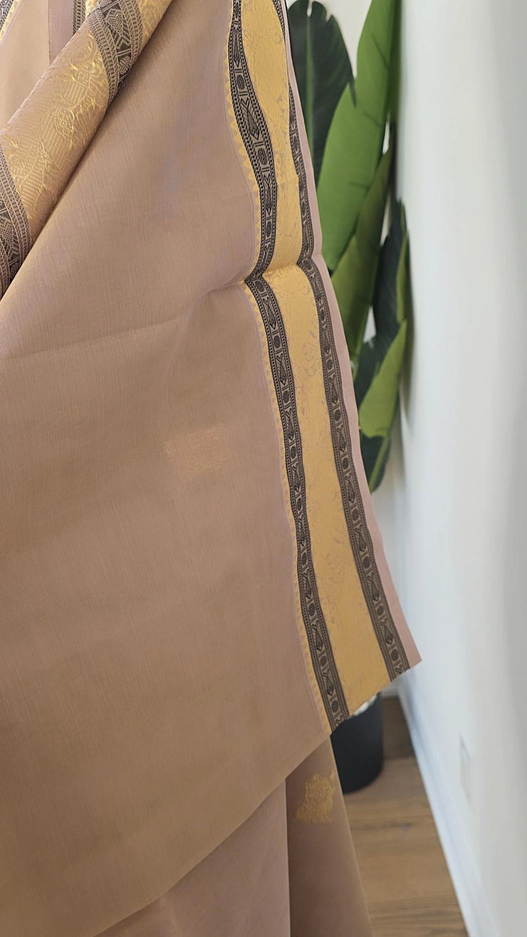 Dusty Mauve Pure Handloom Silk Cotton