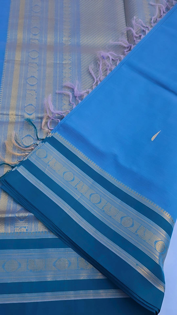 Sky blue silk cotton saree