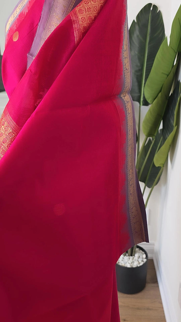 Magenta Pure Handloom Silk Cotton