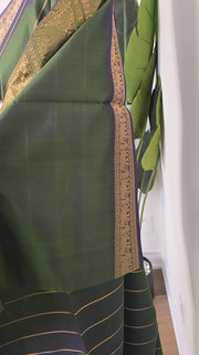 Dual Tone Olive Green Pure Handloom Silk Cotton