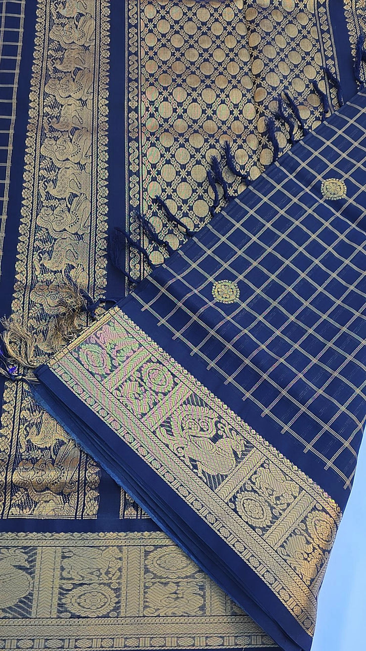Mercerized pure silk cotton dark blue