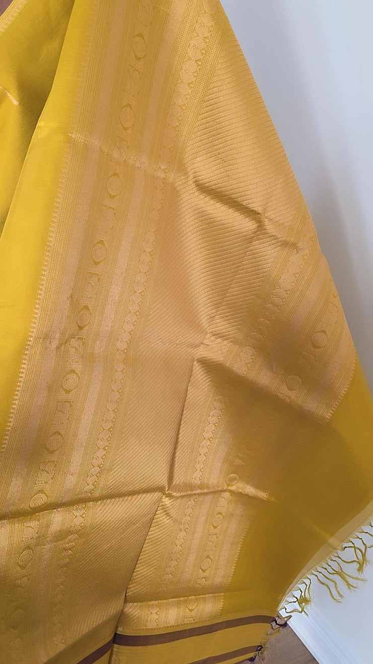 Turmeric Yellow Pure Handloom Silk Cotton