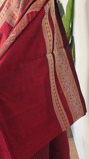 Deep Maroon Pure Handloom Silk Cotton