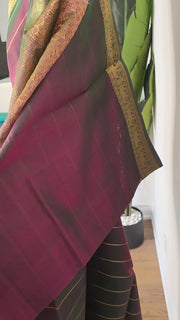 Dual Tone Wine Colour Pure Handloom Silk Cotton