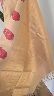 Beige Pure Handloom Silk Cotton