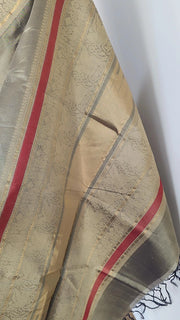 Earthy Green Grey Pure Handloom Silk Cotton