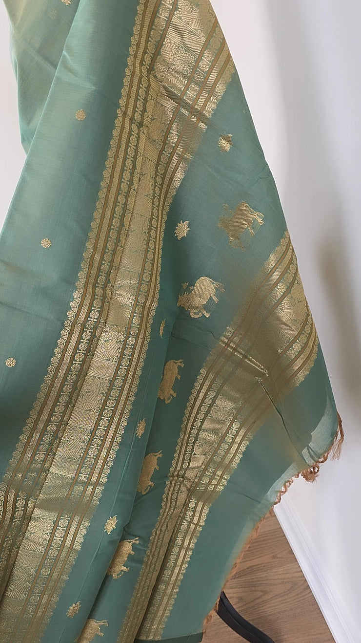 Pista Green Premium Cotton Saree