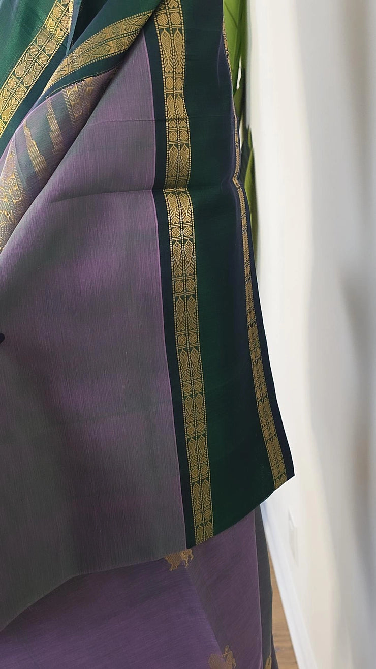 Dual Tone Lavender Pure Handloom Silk Cotton