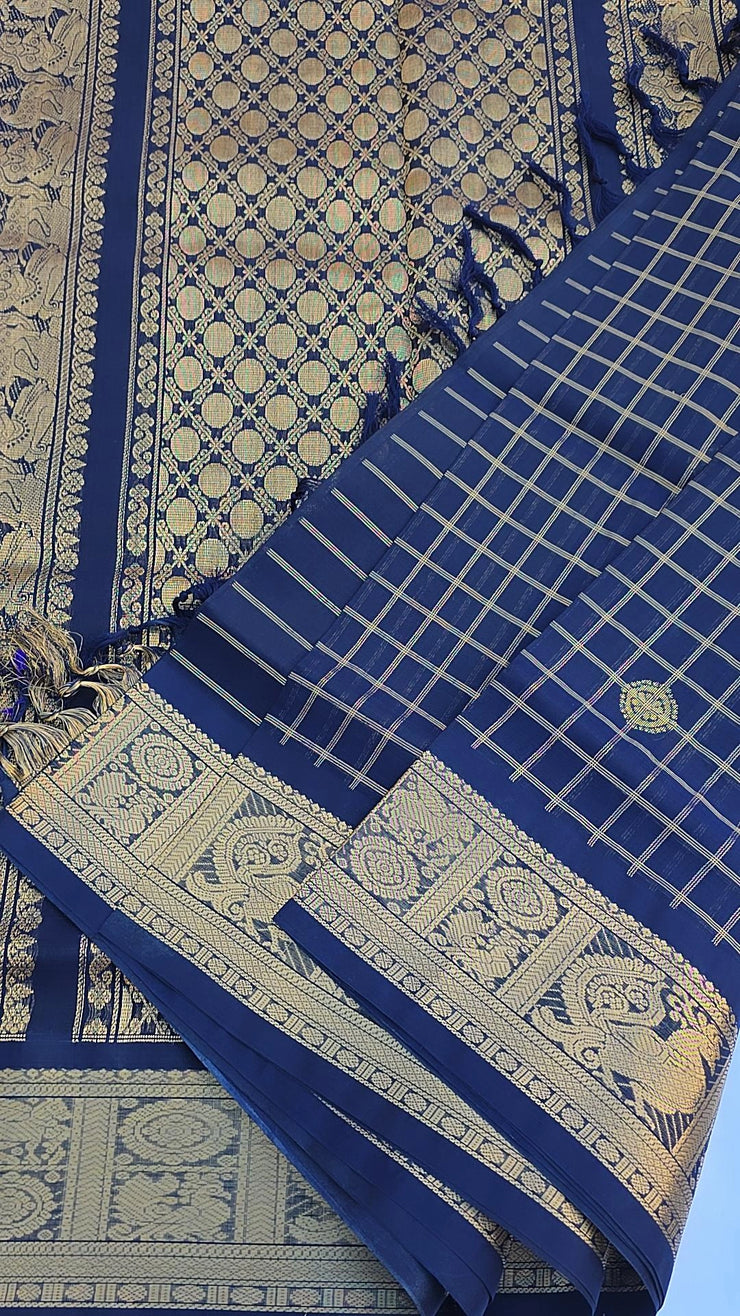 Mercerized pure silk cotton dark blue
