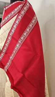 Cream with maroon kanjipuram