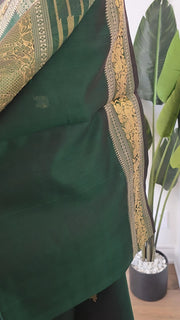 Dark Green Pure Handloom Silk Cotton