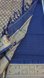 Mercerized pure silk cotton dark blue
