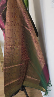 Dual Tone Wine Colour Pure Handloom Silk Cotton