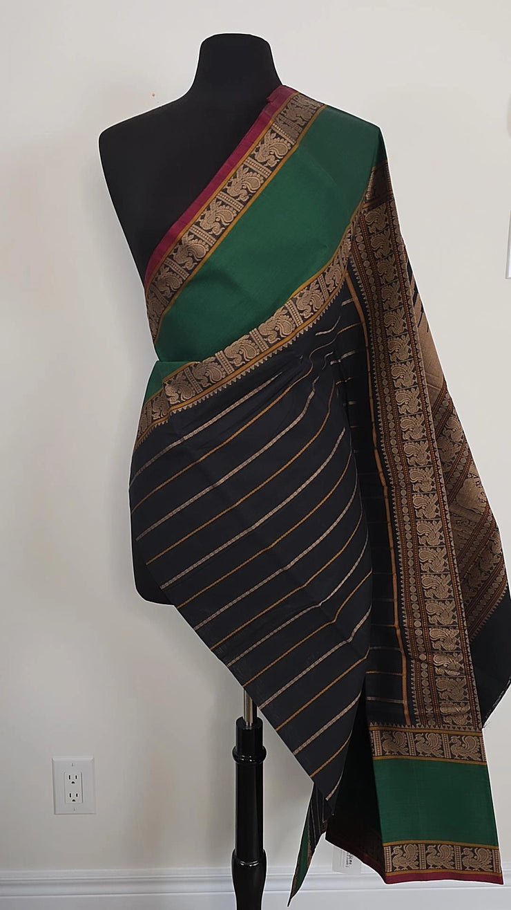 Black With Green Premium Cotton