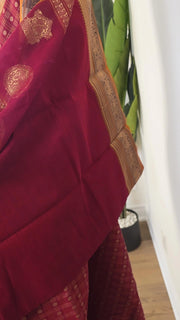 Maroon Premium Cotton Saree