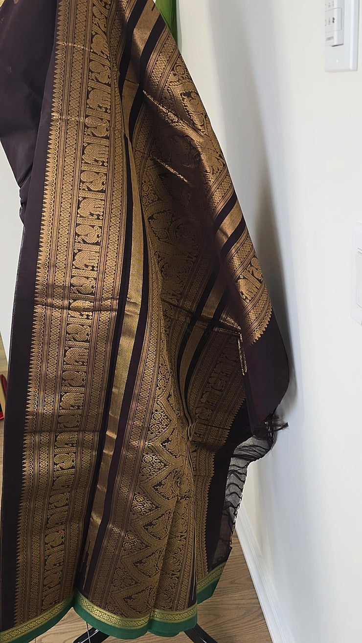 Brown With Green Premium Cotton