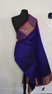 Deep Indigo Pure Handloom Silk Cotton