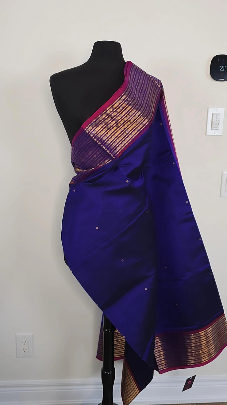 Deep Indigo Pure Handloom Silk Cotton