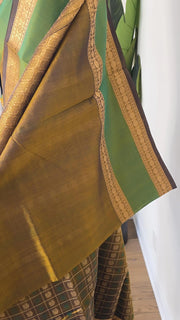 Deep Olive Green Pure Handloom Silk Cotton