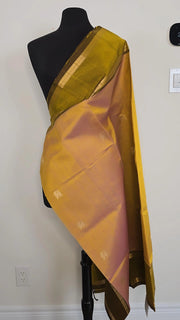 Dual Tone Light Orange Pure Handloom Silk Cotton