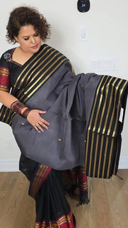Grey Silk Cotton Salangai Border