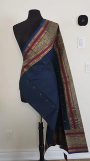 Teal Blue Premium Cotton Saree