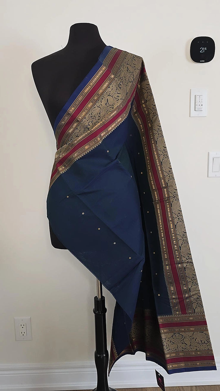 Teal Blue Premium Cotton Saree
