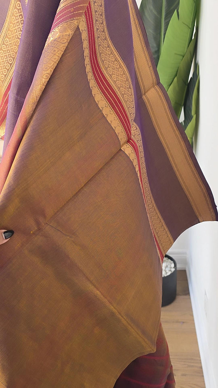 Aubergine Pure Handloom Silk Cotton