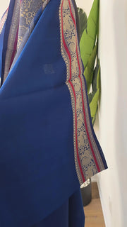 Sapphire Blue Pure Handloom Silk Cotton Check