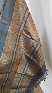 Deep Slate Gray Pure Handloom Silk Cotton