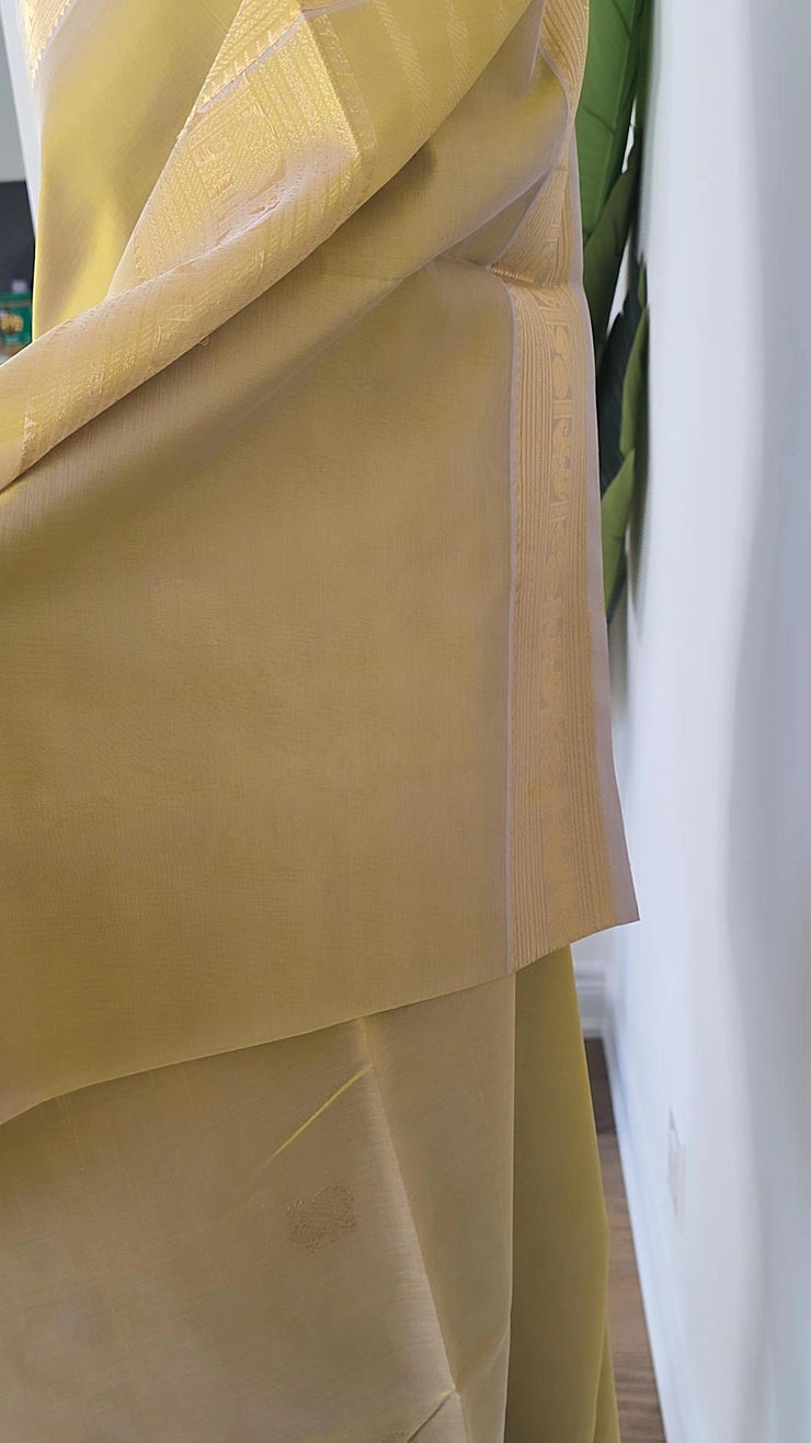 Lime Green Pure Handloom Silk Cotton